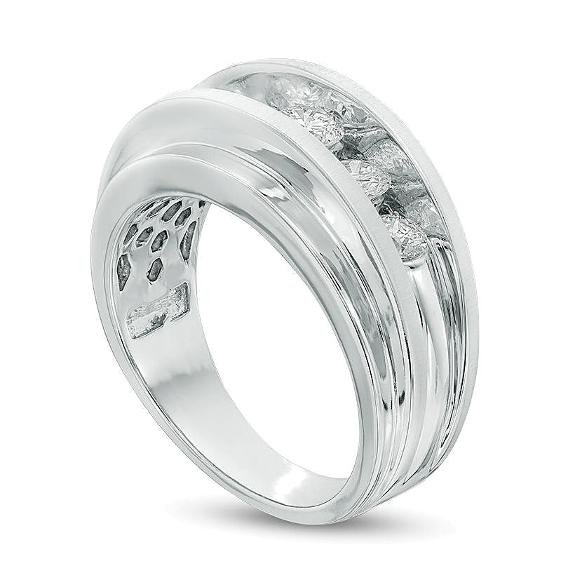 1.5 CT. Gesamtgewicht Diamant Fünfstein-Ehering in 14K Weißgold