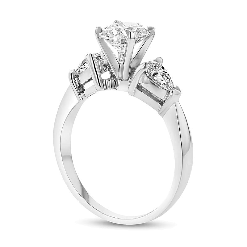 1.63 CT. TW Dreistein-Verlobungsring mit Diamanten in Oval und Tropfen, 14K Weißgold (I/SI2)