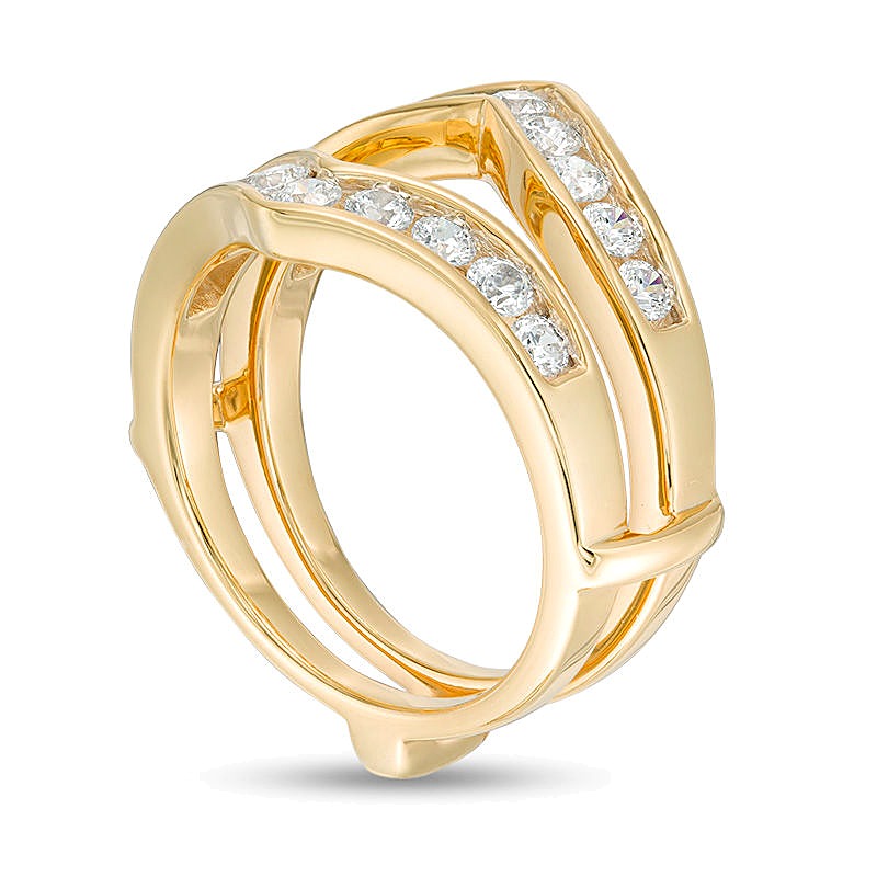 1.0 ct. Gesamtgewicht Diamant Chevron Solitär-Enhancer Ring in 14K Gelbgold