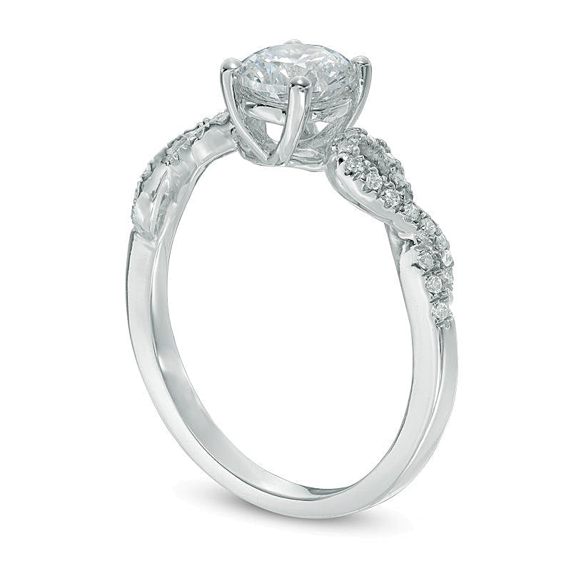0.88 ct. Gesamtgewicht Diamant Verlobungsring mit Twist-Design in 10K Weißgold