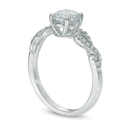 0.88 ct. Gesamtgewicht Diamant Verlobungsring mit Twist-Design in 10K Weißgold