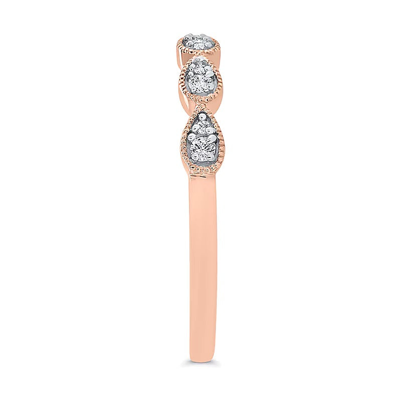 0.1 ct. Gesamtgewicht Diamant-Ring im Vintage-Stil mit Tropfenschliff in 10K Roségold