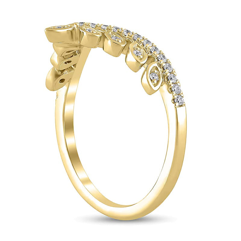 0.2 ct. Gesamtgewicht Diamant-Ring mit Marquise-Fassung im Tiara-Stil aus 10K Gelbgold