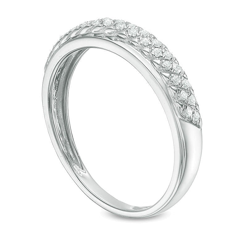 Ehering mit Diamanten im Gittermuster 0,13 ct. Gesamtgewicht in 10K Weißgold
