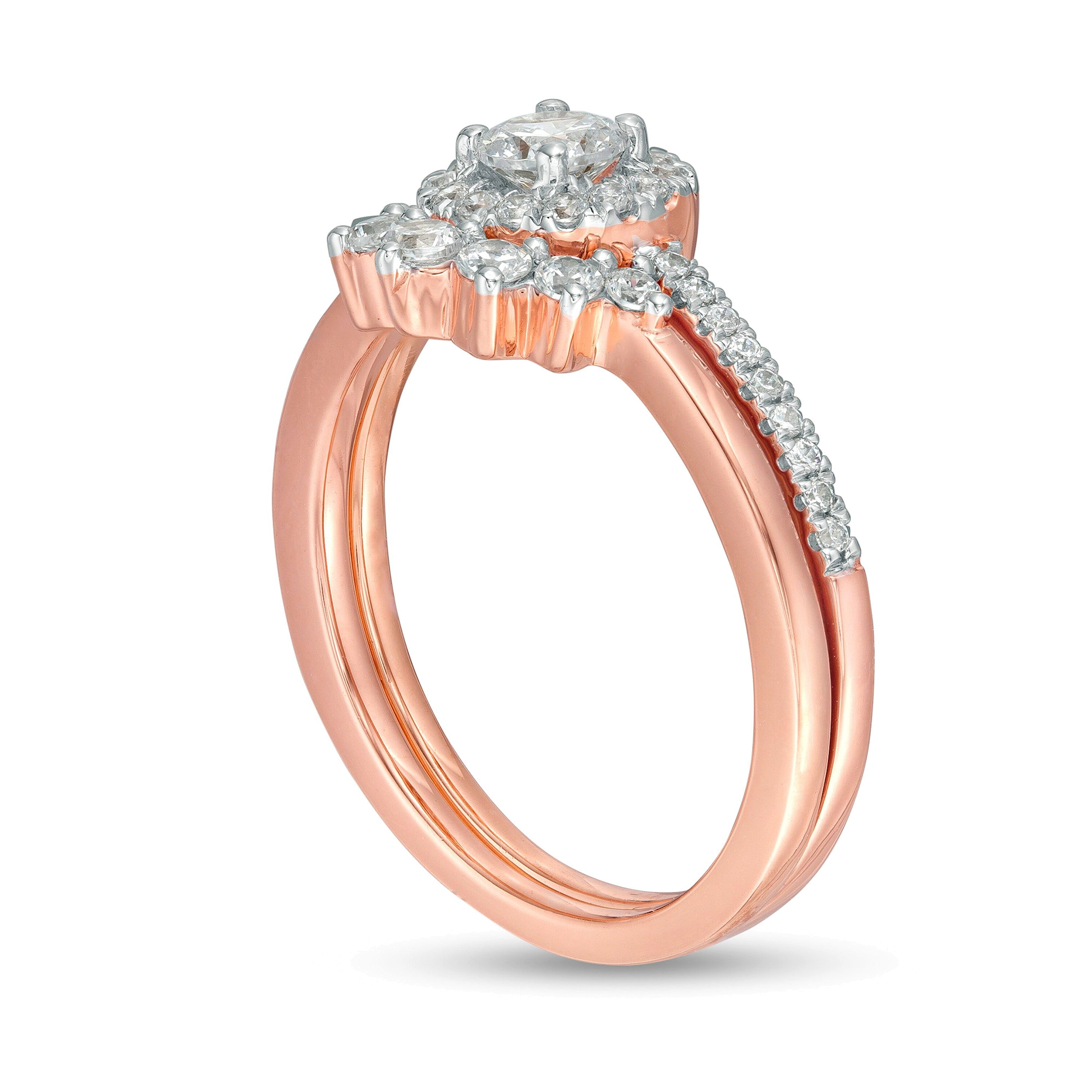 Braut-Set mit weißen Diamanten im Rundschliff in 10K Roségold, 0,63 ct. Gesamtgewicht