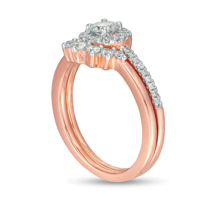 Braut-Set mit weißen Diamanten im Rundschliff in 10K Roségold, 0,63 ct. Gesamtgewicht