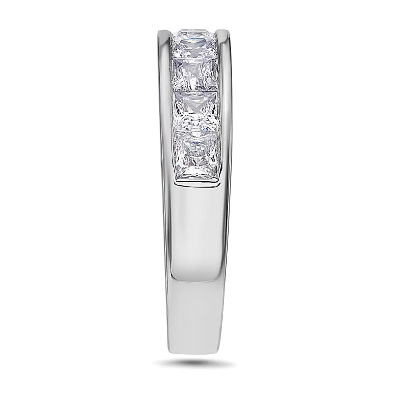 1.5 CT. Gesamtgewicht Ehering mit Diamanten im Princess-Schliff, neun Steine, in 14K Weißgold (I/SI2)