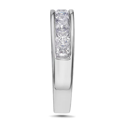 1.5 CT. Gesamtgewicht Ehering mit Diamanten im Princess-Schliff, neun Steine, in 14K Weißgold (I/SI2)