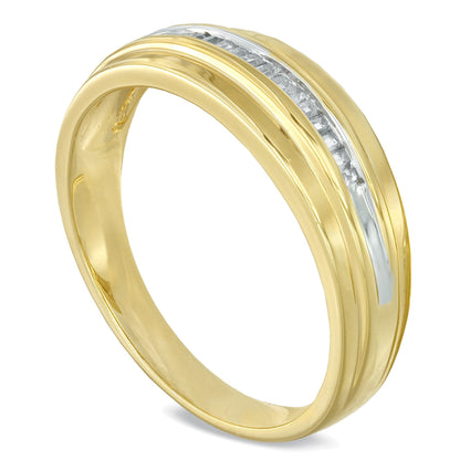 0.17 ct. Gesamtgewicht Ehering mit Baguette-Diamanten in 10K Gelbgold