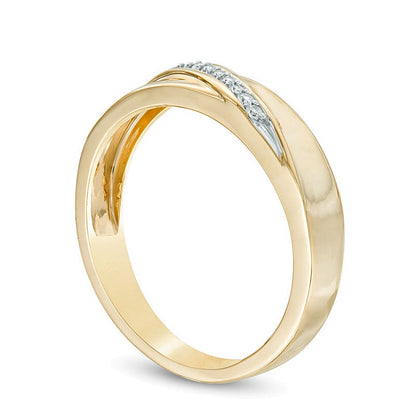 Ehering mit Diamant-Besatz in 10K Gelbgold