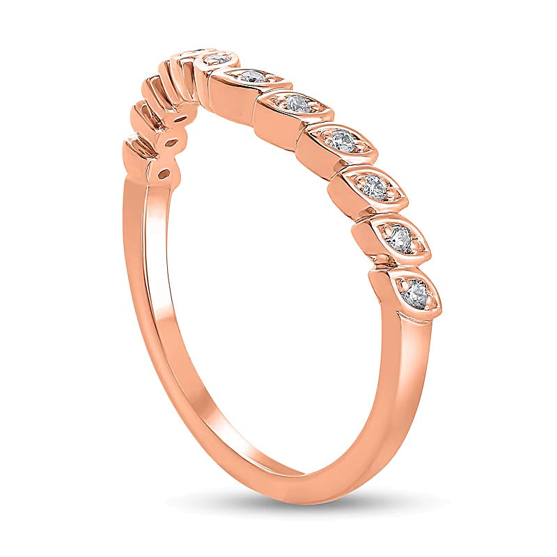 0.1 ct. Gesamtgewicht Diamant Ring mit Marquise-Rahmen und Kontur in 10K Roségold