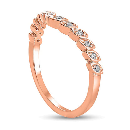 0.1 ct. Gesamtgewicht Diamant Ring mit Marquise-Rahmen und Kontur in 10K Roségold