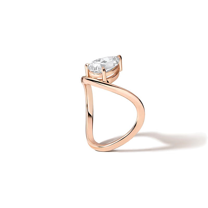 1,5 CT. Solitär-Verlobungsring mit tropfenförmigem Labordiamant in 14K Roségold (F/VS2)