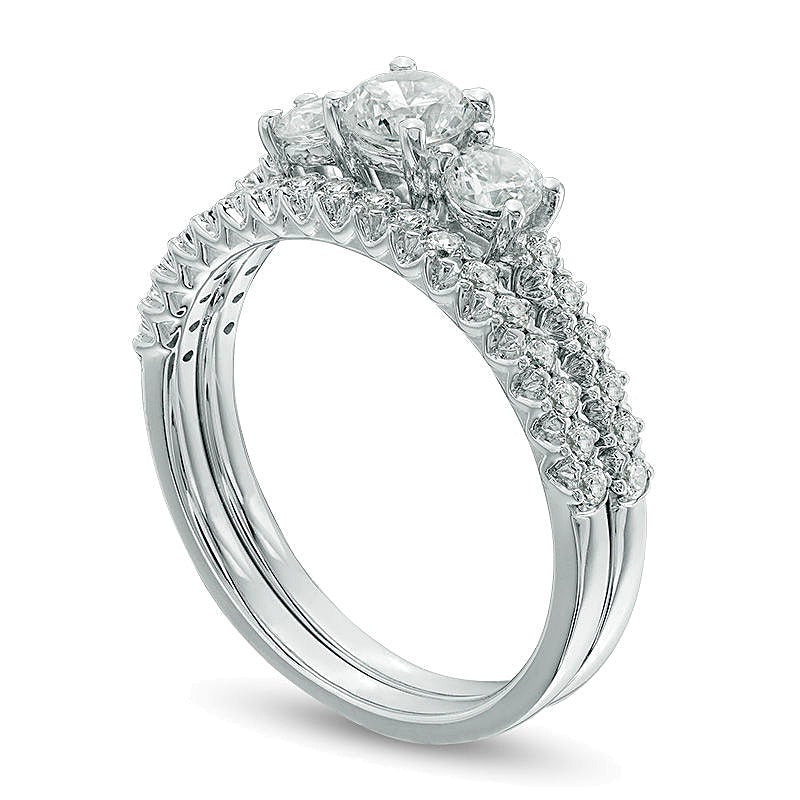 1.0 CT. TW Diamant-Dreistein-Brautset in 10K Weißgold