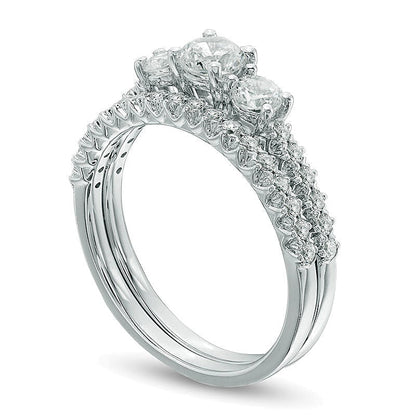 1.0 CT. TW Diamant-Dreistein-Brautset in 10K Weißgold