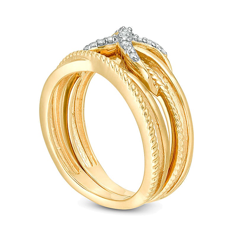 0.1 ct. Gesamtgewicht Diamant Infinity Crossover zweiteiliges stapelbares Ring-Set aus 14K Weißgold für Damen