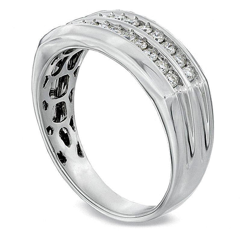 0.5 ct. Gesamtgewicht Diamant Memoire-Ring zweireihig in 10K Weißgold