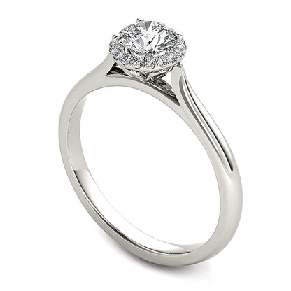 0.5 ct. Gesamtgewicht Diamant Halo-Verlobungsring in 14K Weißgold