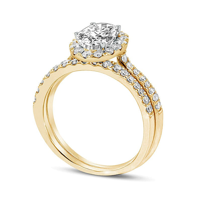 1.33 CT. TW Braut-Set mit ovalem Diamant-Rahmen in 14K Gelbgold (J/SI2)