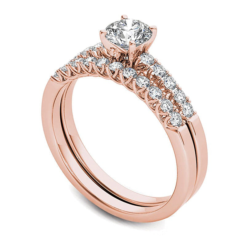 1.0 CT. Gesamtgewicht Diamant-Brautset in 14K Roségold
