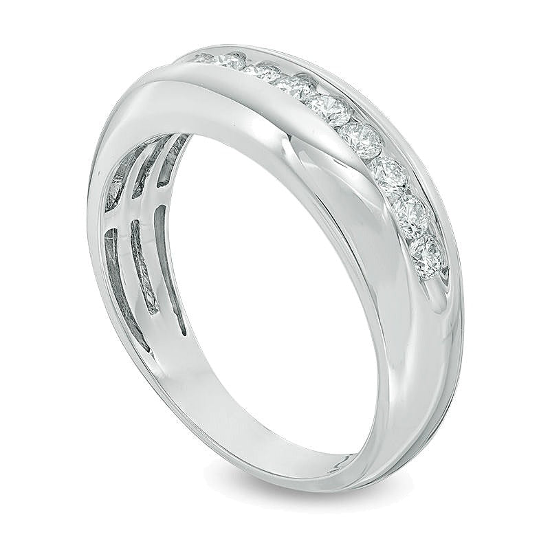 0.5 CT. Gesamtgewicht Diamant-Ehering aus 14K Weißgold