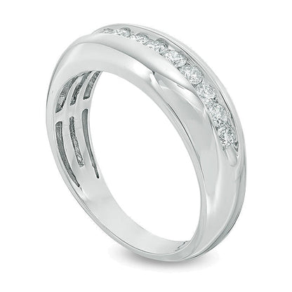 0.5 CT. Gesamtgewicht Diamant-Ehering aus 14K Weißgold