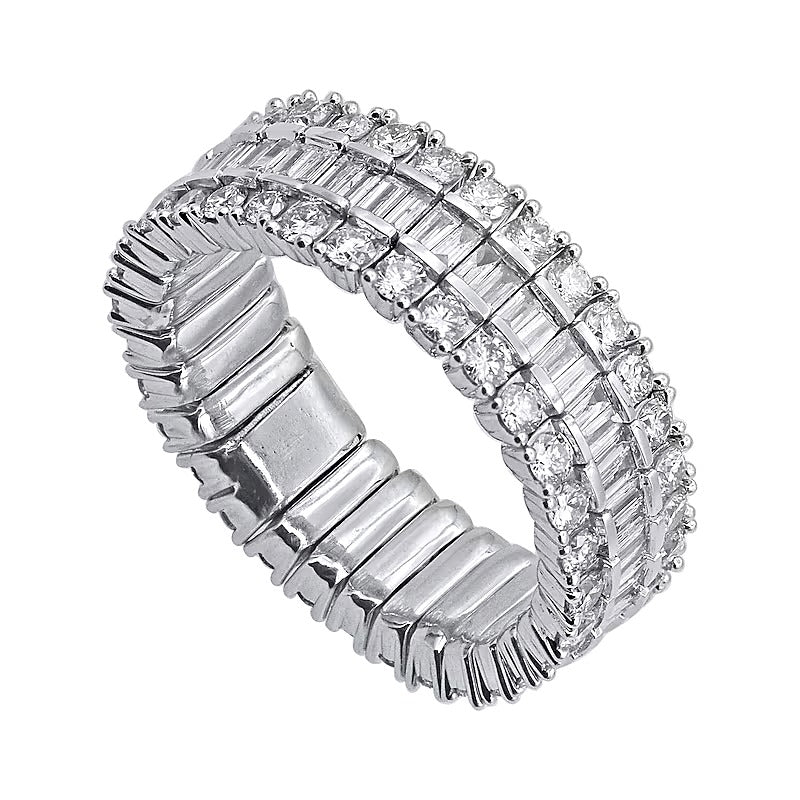 2.0 ct. Gesamtgewicht Diamant-Ring mit Baguette- und rundem Schliff in 10K Weißgold