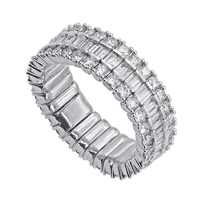 2.0 ct. Gesamtgewicht Diamant-Ring mit Baguette- und rundem Schliff in 10K Weißgold