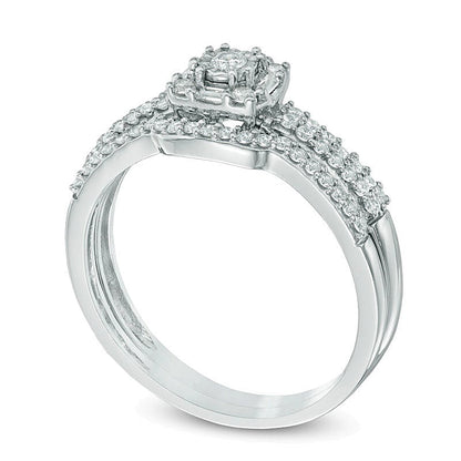 0.33 ct. Gesamtgewicht Diamant Brautset mit quadratischem Rahmen in 10K Weißgold