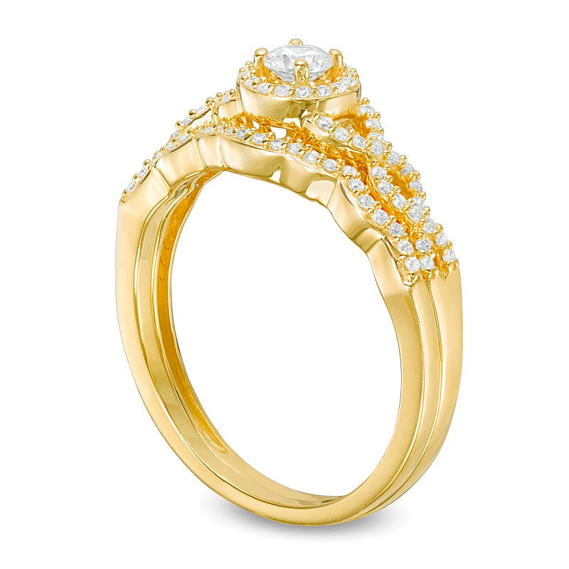 Diamant-Braut-Set mit Twist-Frame 0,38 ct. Gesamtgewicht in 10K Gelbgold