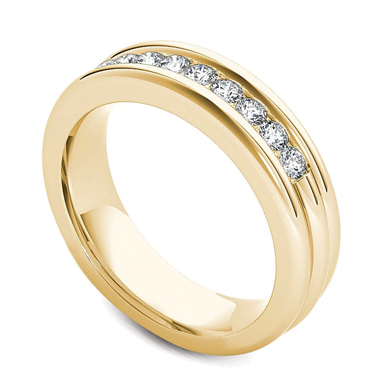 0.2 ct. Gesamtgewicht Diamant Ehering mit Rille in 14K Gelbgold