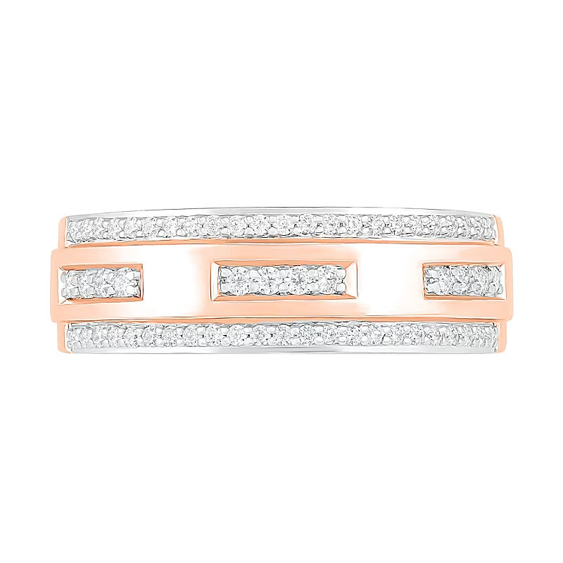 0.38 CT. Gesamtgewicht Diamant Ehering mit Kantenbesatz in 10K Roségold