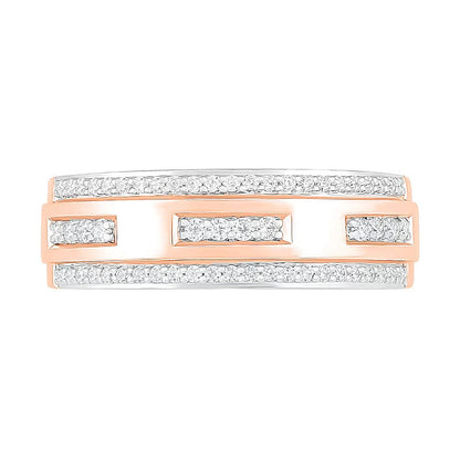 0.38 CT. Gesamtgewicht Diamant Ehering mit Kantenbesatz in 10K Roségold