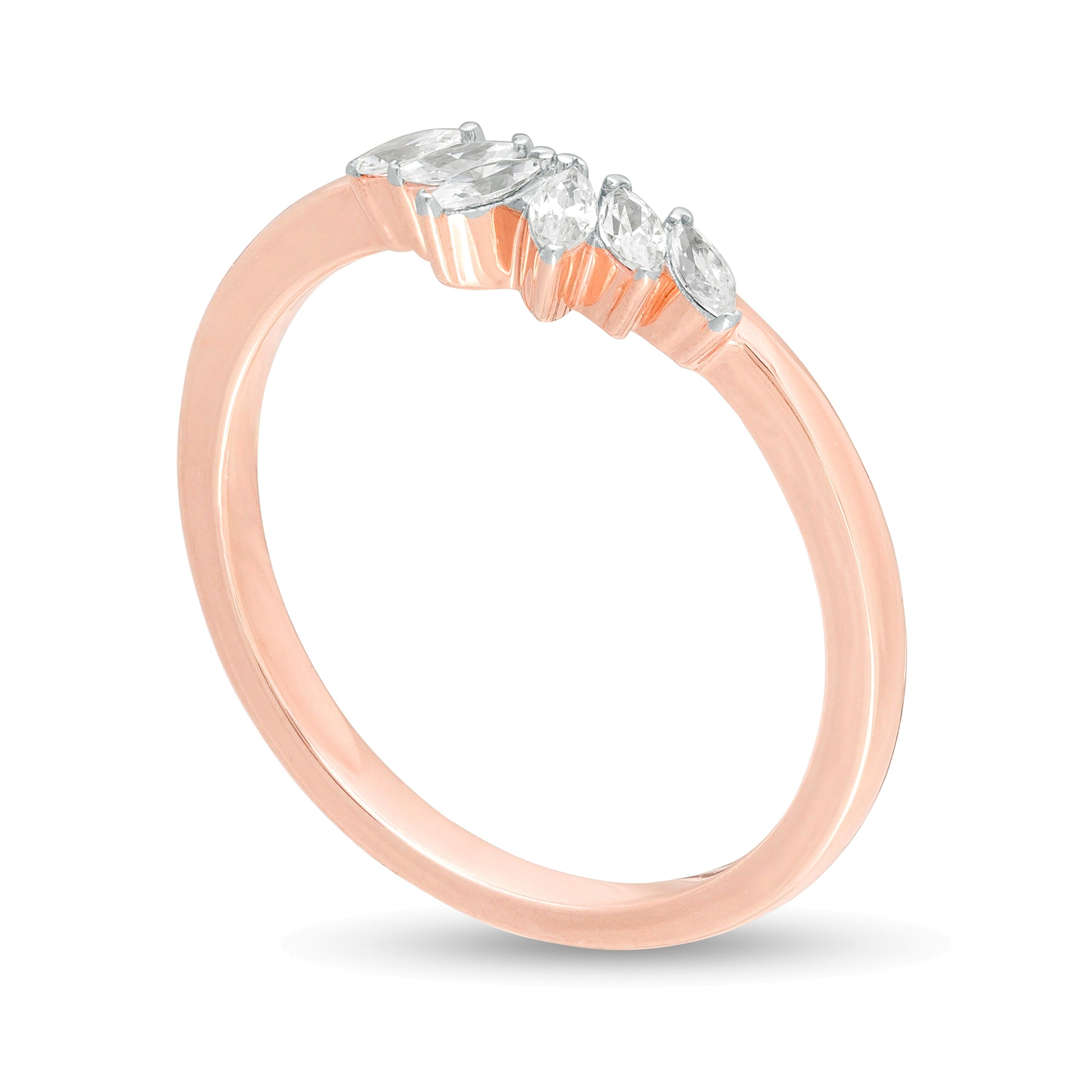 0.17 ct. Gesamtgewicht Marquise-Diamant Memoire-Ring in 14K Roségold