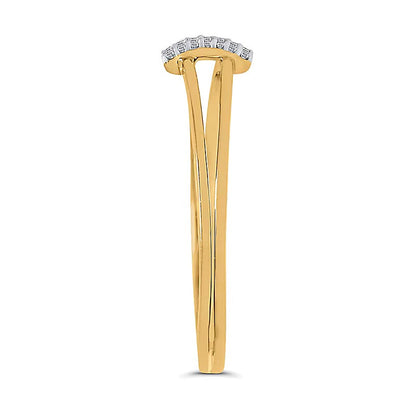Fashion-Ring mit Diamant-Besatz und linearem Steg sowie geteilter Schiene in 10K Gelbgold
