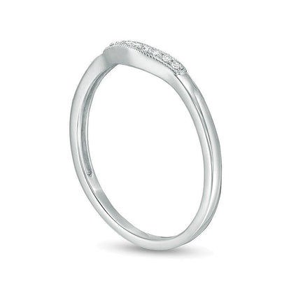 Memoire-Ring im Vintage-Stil mit Diamantbesatz und Konturform in 10K Weißgold