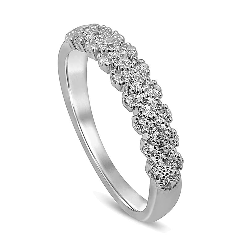 0.33 ct. Gesamtgewicht Diamant Memoire-Ring mit Perlrand-Fassung in 10K Weißgold