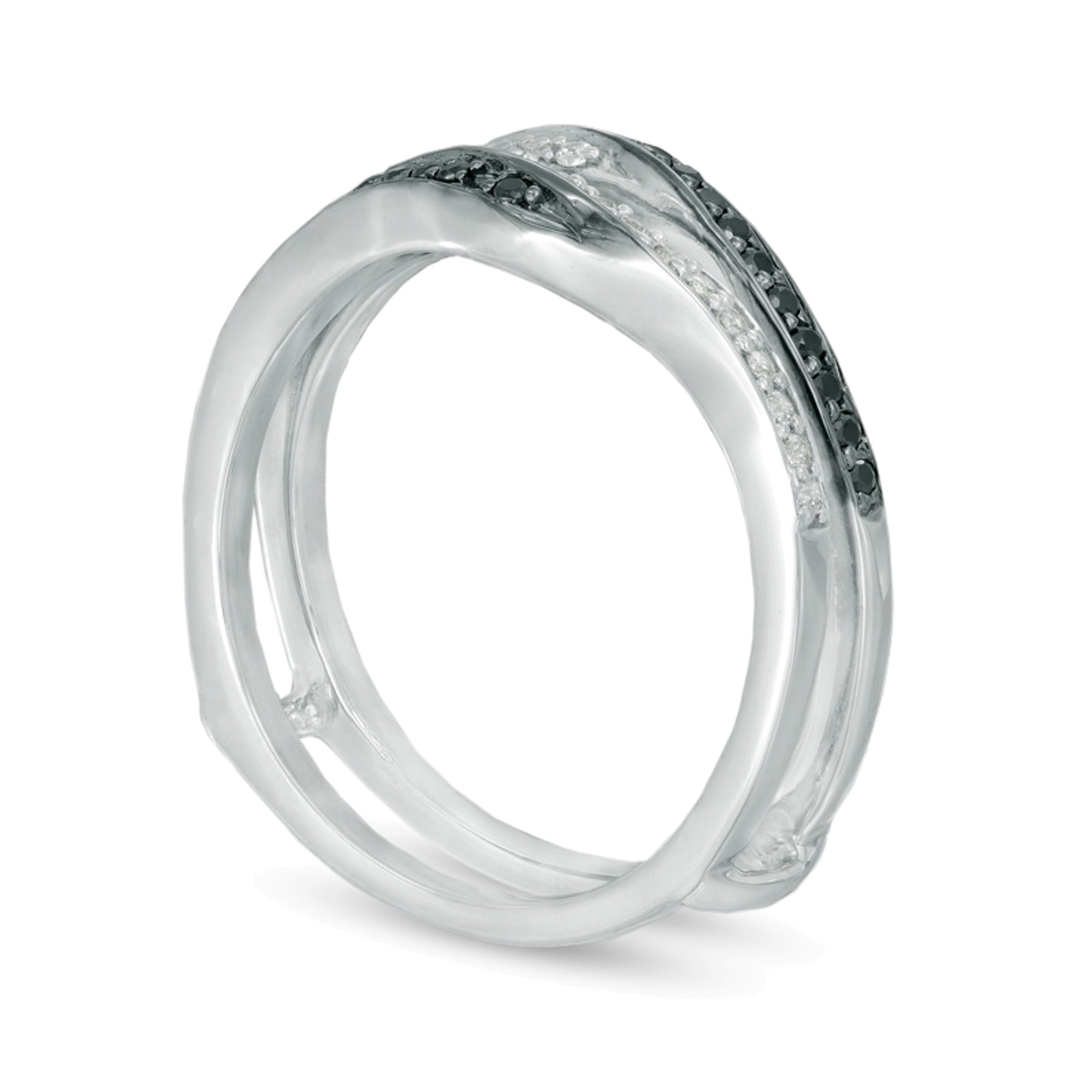 0.33 ct. Gesamtgewicht behandelter schwarzer und weißer Diamant Solitär-Enhancer in 10K Weißgold