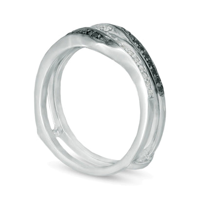 0.33 ct. Gesamtgewicht behandelter schwarzer und weißer Diamant Solitär-Enhancer in 10K Weißgold