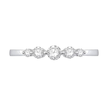 0.33 CT. Gesamtgewicht Labordiamant Fünfstein-Ring in 10K Weißgold (F/VS2)