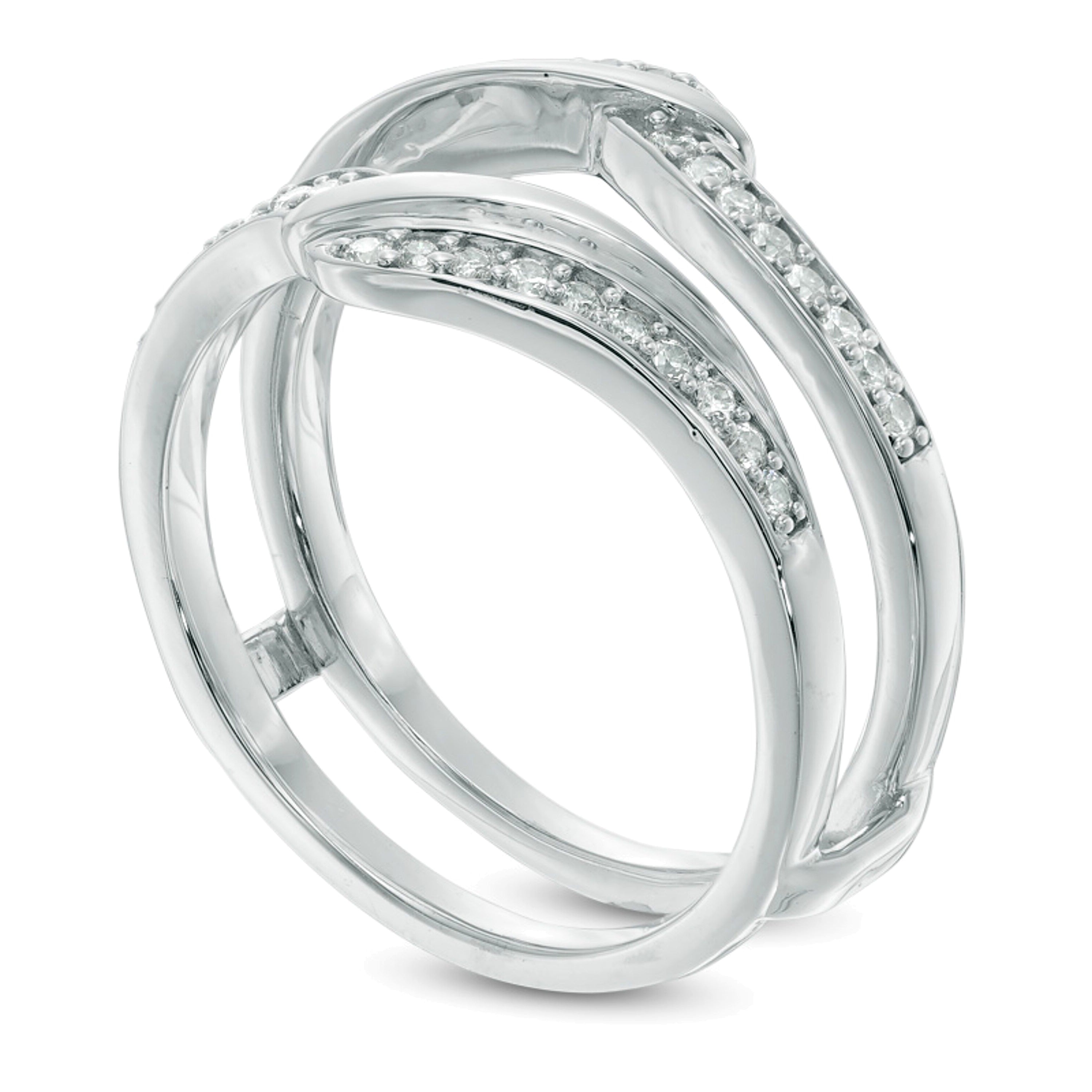 0.25 ct. Gesamtgewicht Diamant Bypass Solitär-Enhancer in 10K Weißgold