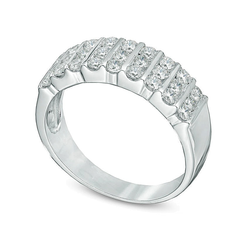 0,75 ct. Gesamtgewicht Diamant Ring dreireihig in 10K Weißgold