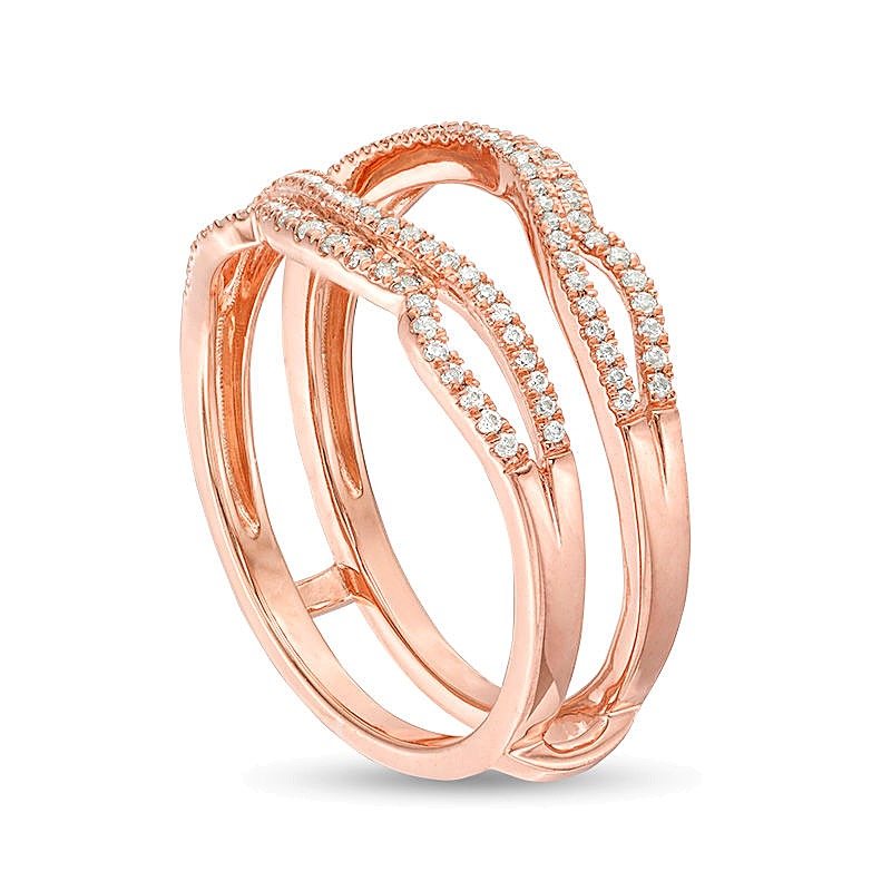 0.25 ct. Gesamtgewicht Diamant Solitär-Enhancer mit gewelltem geteiltem Ringschienen-Design in 10K Roségold