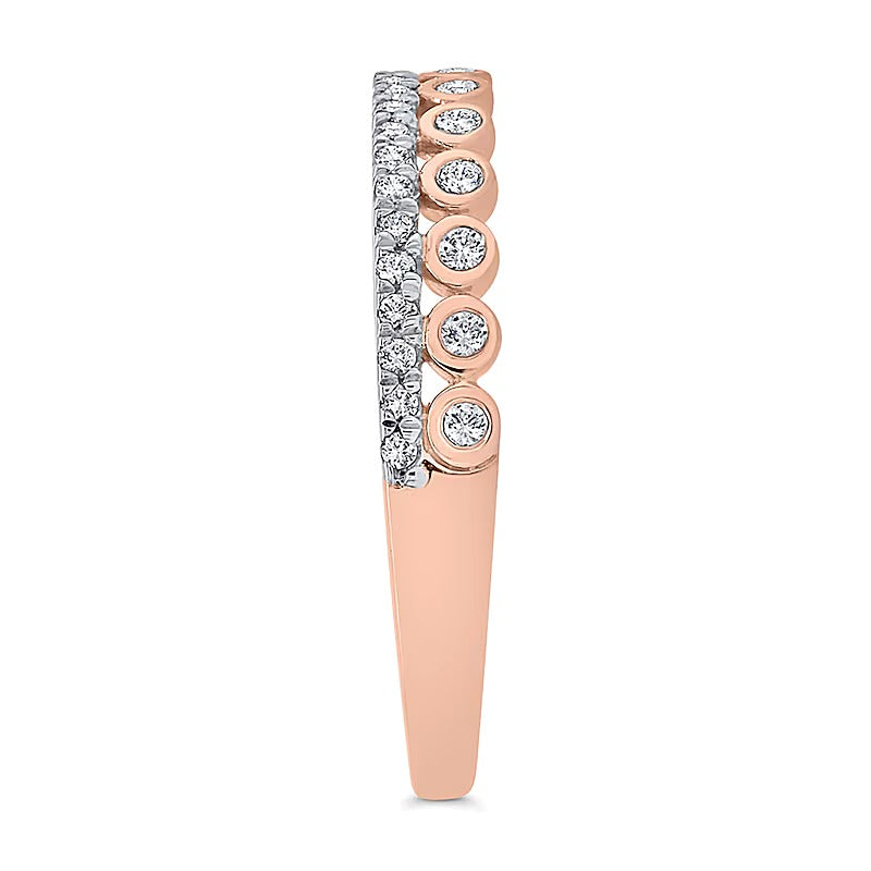 0,2 ct. Gesamtgewicht Diamant Fashion-Ring stapelbar mit Zargen- und Krappenfassung in 10K Roségold