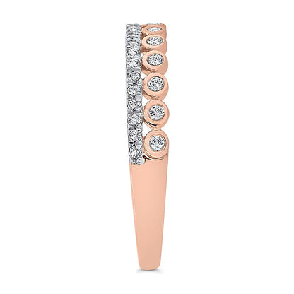 0,2 ct. Gesamtgewicht Diamant Fashion-Ring stapelbar mit Zargen- und Krappenfassung in 10K Roségold