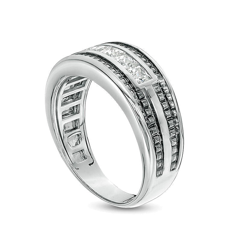 1.0 ct. Gesamtgewicht Diamant-Ehering im Princess-Schliff Fünfstein in 14K Weißgold mit schwarzem Rhodium
