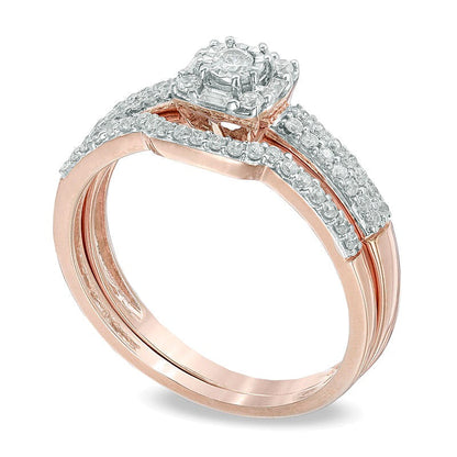 Diamant-Brautset 0.33 ct. Gesamtgewicht in 10K Roségold