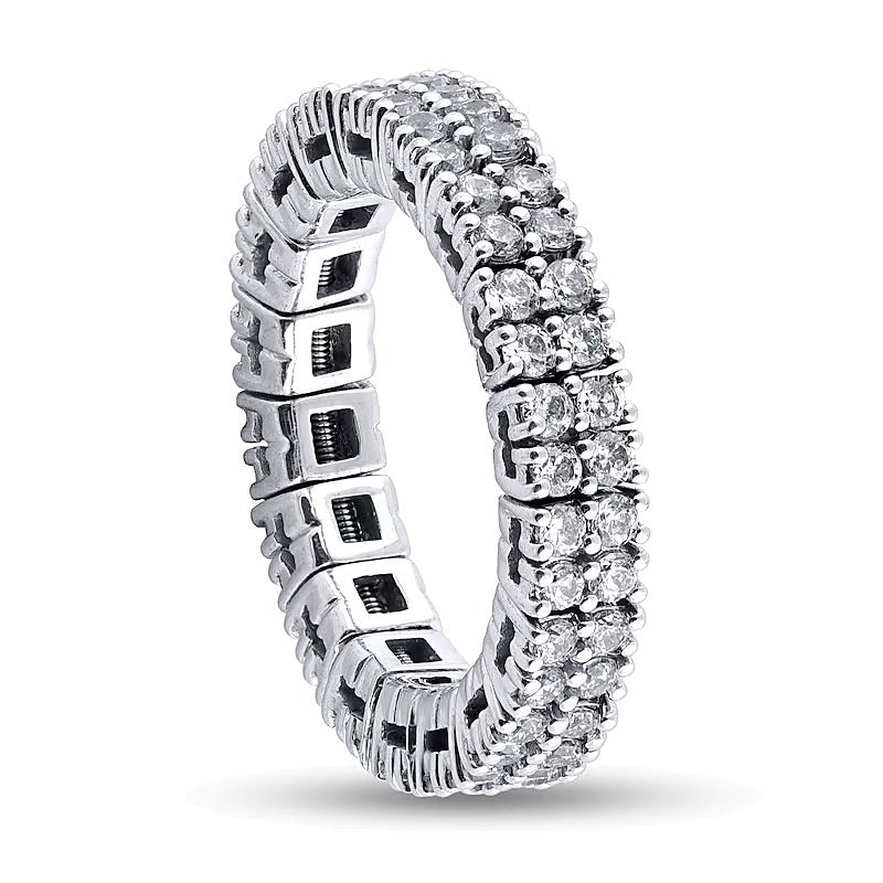 1,88 ct. Gesamtgewicht Diamant Fashion Ring zweireihig in 10K Weißgold