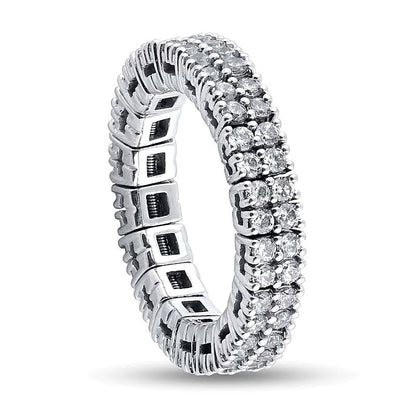 1,88 ct. Gesamtgewicht Diamant Fashion Ring zweireihig in 10K Weißgold