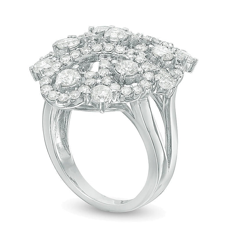2.5 CT. Gesamtgewicht Diamant Fashion-Ring mit Filigran-Wirbel in 14K Weißgold